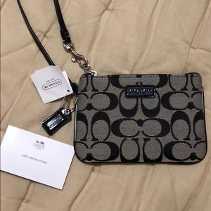 NEW black and grey COACH wristlet